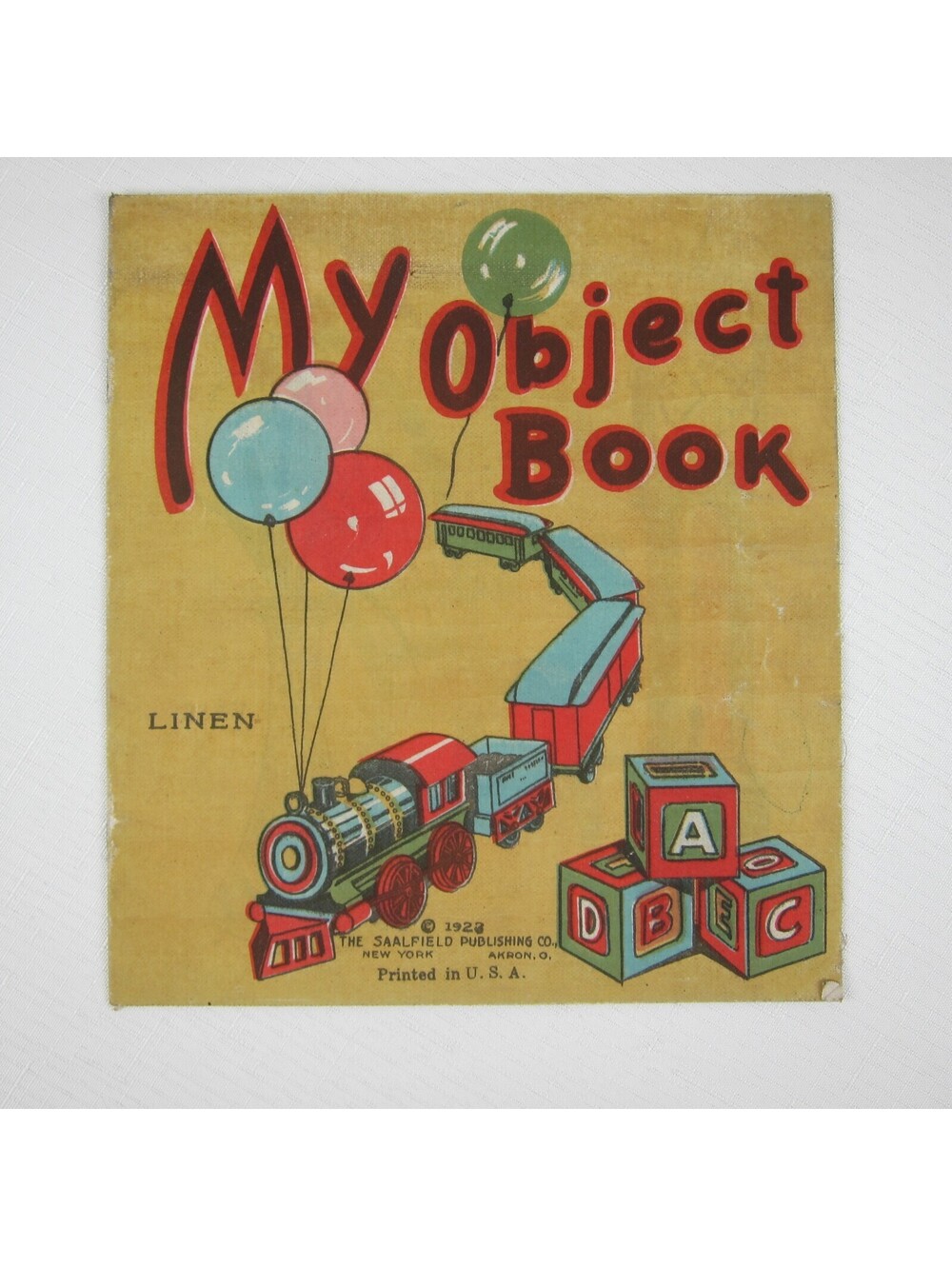 Linen Childrens Coloring Book Train My Object Book Saalfield Antique 1923